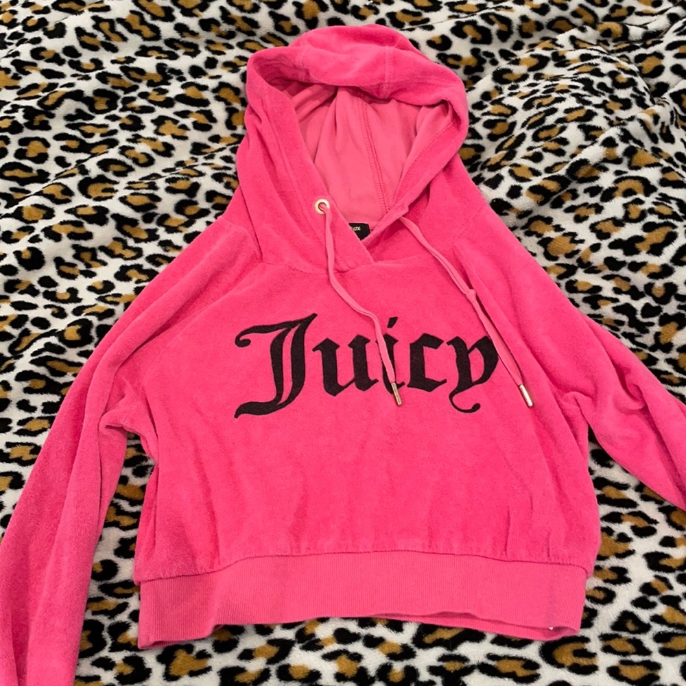 Juicy couture cropped hot pink hoodie